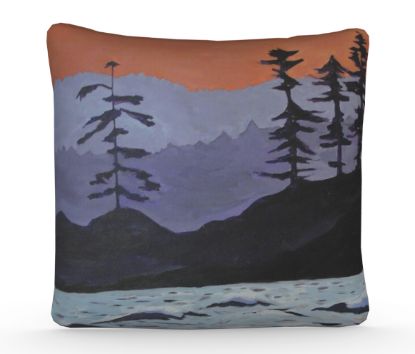 Picture of Custom Design Pillow off of 'PNW Blues' Painting, 16" x 16"