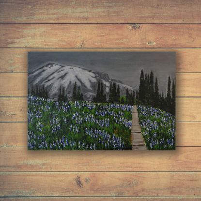 Picture of Original Acrylic Painting, Print on Canvas, 'Spring Day, Gray Sky', 36" x 24" x .75"