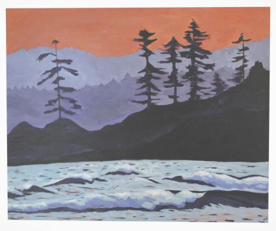 Picture of Original Acrylic Painting, Print on Canvas, 'PNW Blues', 30" x 24" x .75"