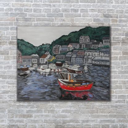 Picture of 'Fishing Town',  Original Acrylic Painting / Print on Canvas, 30" x 20" x .75"