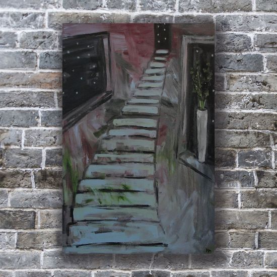 Picture of Original Acrylic Painting, Print on Canvas, 'Stairs to the Stars', 24" x 36" x .75"