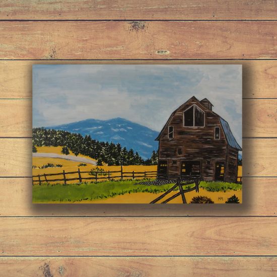 Picture of Original Acrylic Painting, Print on Canvas, 'Bettas Barn', 36" x 24" x .75"