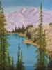 Picture of 'Alpine Lake', Original Acrylic Painting / Print on Canvas, 3' x 4'