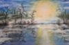 Picture of 'Snow Lake Sunrise', Original Acrylic Painting / Print on Canvas, 3' x 2'